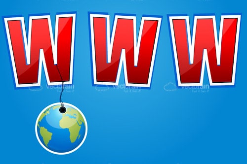 Www Text with Hanging Earth Globe Tag